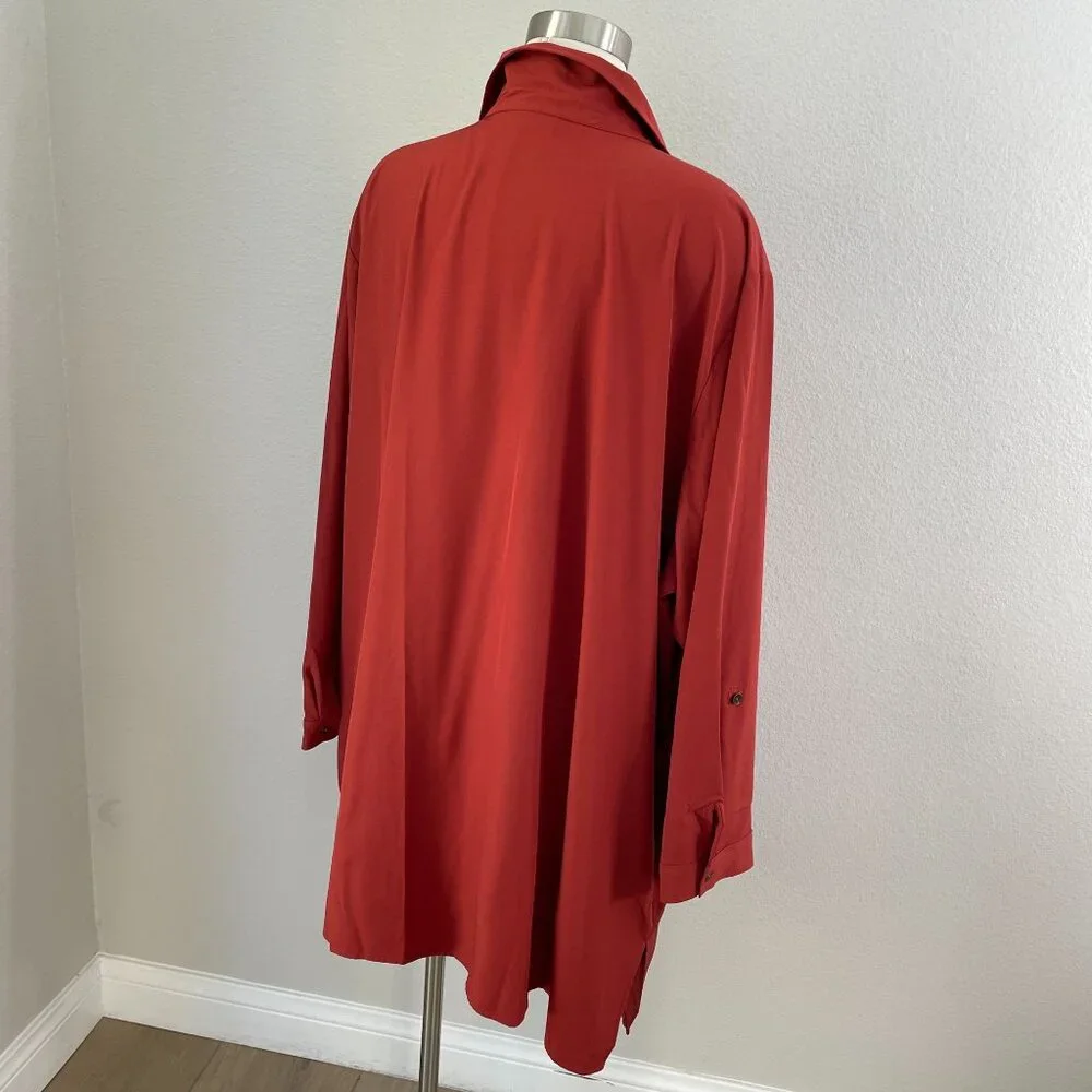 Susan Graver Woman Plus 4XP Rust Button Up Tunic Top Shirt Pockets Long Sleeve - Picture 10 of 10